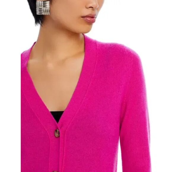 C by Bloomingdale's Cashmere Grandmother Sweater Women's Size XS Cherry Blossom - Picture 8 of 9